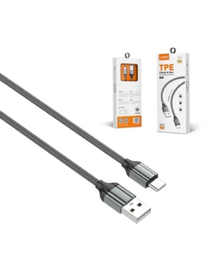 Buy LS441 TPE Fast Charging Data Cable Type-C To USB-A, 1M Length And 2.4A Current Max - Grey in Egypt