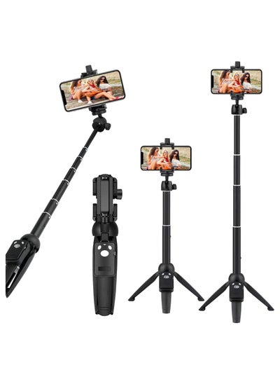 Buy Portable 40 inch Aluminum Alloy Extendable Phone Tripod with Detachable Wireless Remote, Compatible with iPhone 14 13 12 11 pro Xs Max Xr X 8 7 6 Plus, Samsung Huawei(Black) in UAE