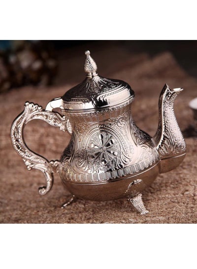 اشتري Turkish Silver Teapot, Decorative Turkish Moroccan Arabic Teapot, 25oz (Silver) في مصر