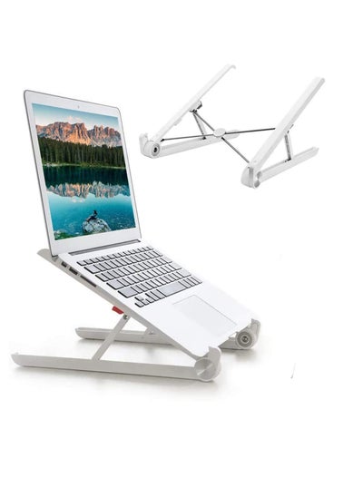 اشتري Laptop Stand Adjustable Height, Foldable Portable Ventilated Laptop Riser for Desk, Ergonomic Tray Universal Lightweight Retractable Computer Holder for All Notebook Tablet في الامارات