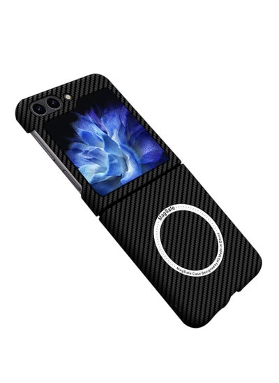 Buy Case For Samsung Galaxy Z Flip 5 Case Compatible With MagSafe Charger, Carbon Fiber Pattern Slim Shockproof Anti Drop Case. No Front Screen Protector in Saudi Arabia