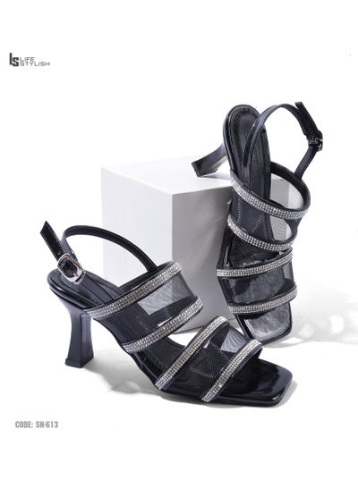 Buy Sandal Heels With Diamond Strapes SN-613 - Black in Egypt