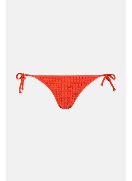 Buy Women Tie Closure Crochet Bikini Bottom, Red in Saudi Arabia