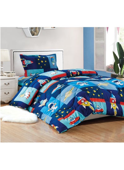 Buy 3-Piece kids Medium Filling Comforter set Reversible Bed Set Single Size 160x210 cm for Boys & Girls in Saudi Arabia