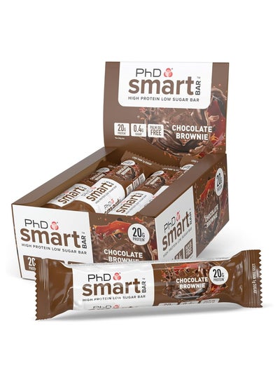 Buy Smart High Protein Low Sugar Bar - Chocolate Brownie Flavour, 64g, 12 Pack in UAE