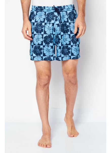 اشتري Men Floral Pattern Swimwear Board Shorts, Blue في الامارات