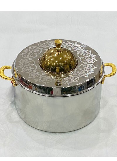 Buy Double Wall Stainless Steel Cooking Pot With Dome Lid Gold, Silver in Saudi Arabia