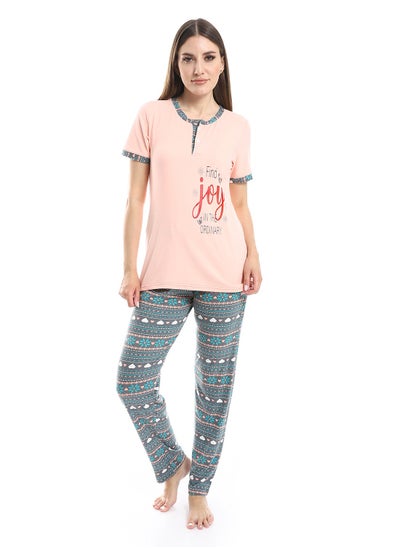 Buy Women Pajama Set With Half Sleeves And Printed Photo in Egypt