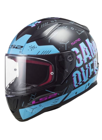 Buy LS2 HELMET FF353 RAPID Full Face Racing Helmet - Size 2XL - Color Player Black Sky Blue in Egypt