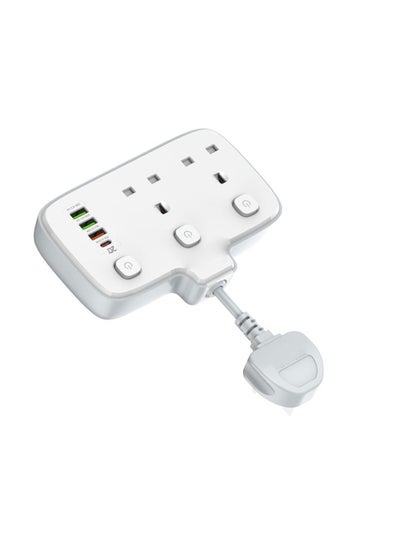 Buy Multi Plug Extension With USB 2 Way Extension Lead Power Socket Plug With 4 USB D Fast Charger Total 20W Max 2500W Multi Wall power Adaptor 6 in 1 for Home Office Kitchen Travel in UAE