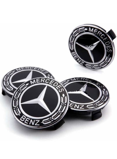 Buy 4psc Car Wheel Center Caps for Mercedes Benz 75mm/2.95 inch in Saudi Arabia