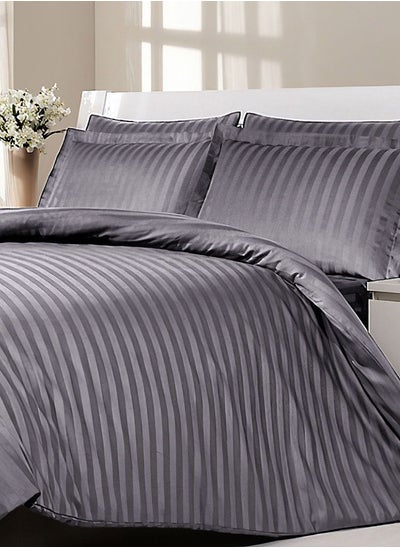 Buy Grey Complete Duvet Cover Set For Single Bed With Fitted Sheet in UAE