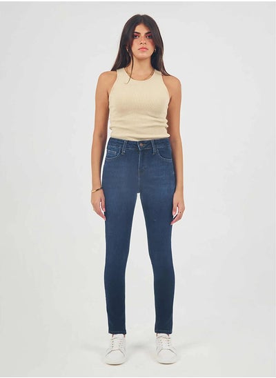 Buy High-Waist Navy Blue Skinny Jeans. in Egypt