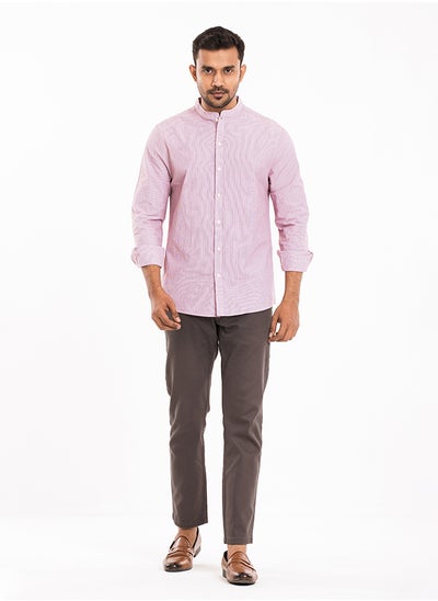 Buy COTTON CHECK SHIRT CASUAL LONG SLEEVE BAND COLLAR SHIRT in UAE