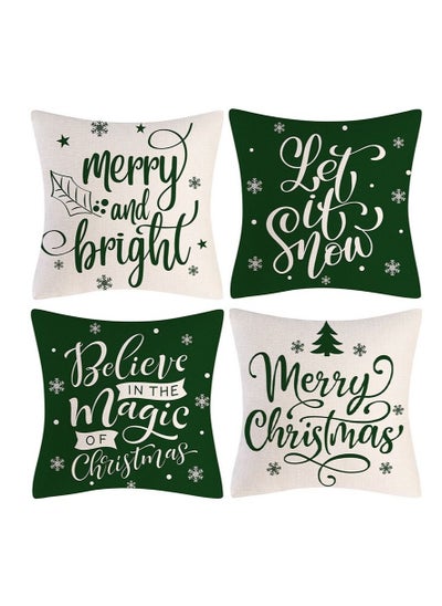 Buy 4Pcs christmas pillow case pillow cover cushion cover for home decor 45*45cm in UAE