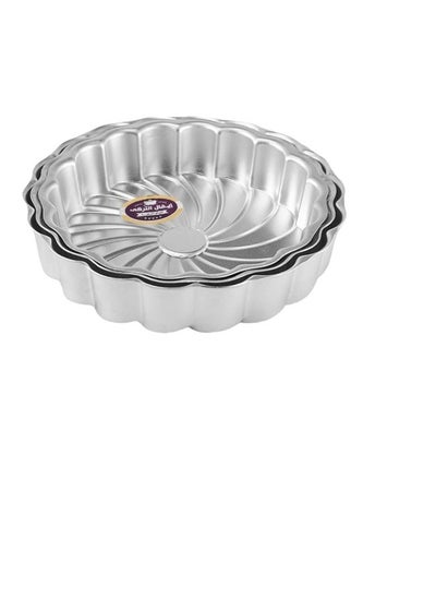 Buy A tray set of 3 pieces of aluminum rose-shaped cake, sizes 24-26-28 in Egypt