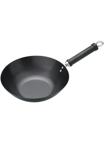 Buy Oriental Carbon Steel Non Stick Wok Black 30Cm 12 Inch Sleeved L Kcor3 in Saudi Arabia