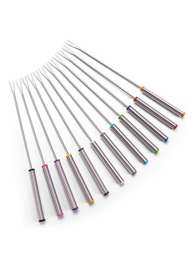 اشتري Marshmallow Roasting Sticks Stainless Steel Fondue Forks with Heat Resistant Handle for Chocolate Fountain Cheese Fondue Set of 12 في السعودية