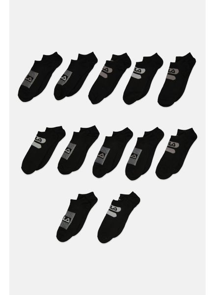 Buy Men 12 pairs Brand Logo Crew Socks, Black in Saudi Arabia