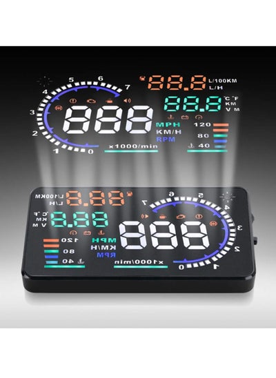 اشتري 5.5'' OBD II Car Head Up Display, HUD Auto Windshield Reflective Screen for Speed Display, Speedometer with Overspeed Warning for Cars في الامارات