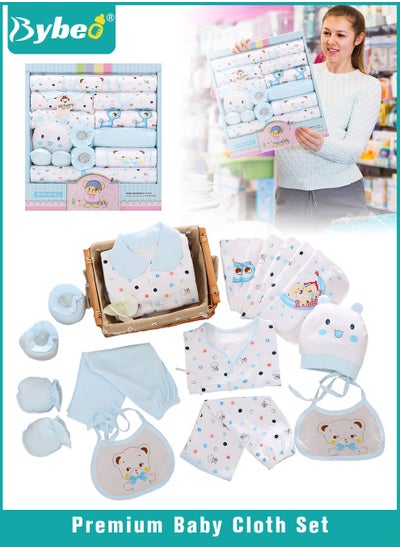 اشتري 18PCS Newborn Baby Gifts Set, Newborns Layette Gift for Girl Boys, Infant Essential Clothes Accessories, Premium Cotton Babies' Pant and Top Sets, with Beautifully Packaged Boxes and Prints في الامارات