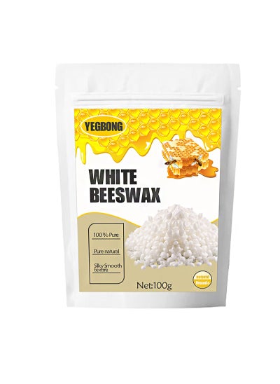 Buy White Handmade Beeswax Pellets - 100% Natural Premium Cosmetic Pure Grade Triple Filtered Easy Melt Bees Wax, Perfect for DIY Projects, Organic Candle (100g) in Saudi Arabia