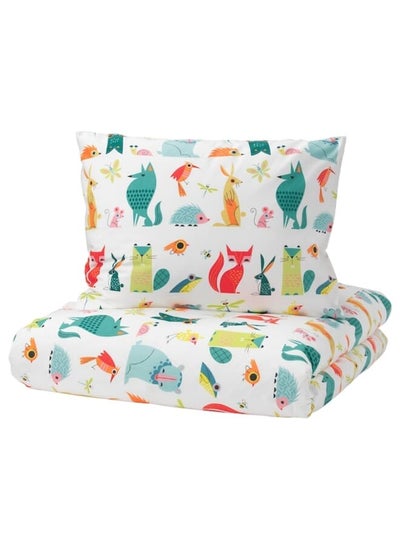 اشتري Duvet Cover And Pillowcase, Animal/Multicolour, 150X200/50X80 Cm في السعودية