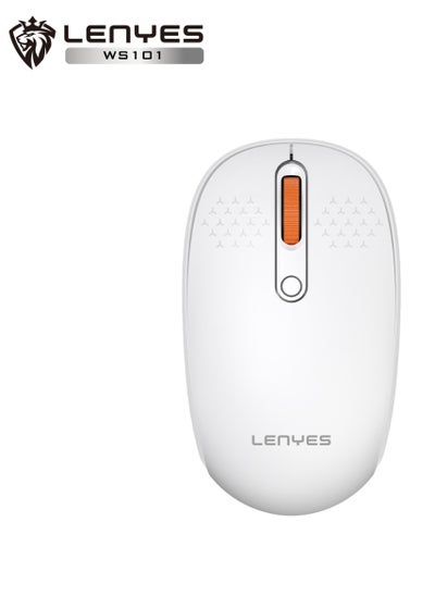 Buy Lenyes Wireless Mouse with 2.4G Ergonomic wireless mouse, Silent and Protable, 800-1200-1600DPI  Three Levels, Long distance 20m. white in UAE