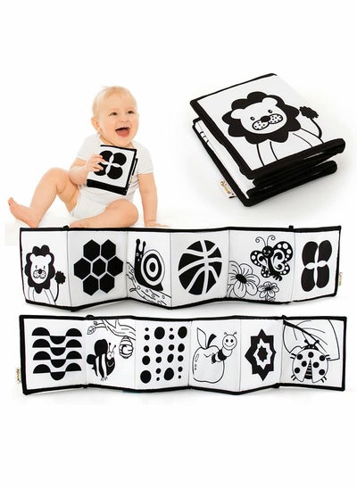 اشتري Black and White Cloth Books   High Contrast Baby Cloth Book for Early Education, Infant Tummy time Mat, Three Dimensional Can Be Bitten and Tear Not Rotten Paper 0 3 Years Old Baby Toys في الامارات