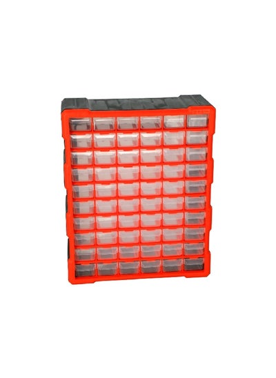 Buy 60-Drawer Compact and Durable Plastic Storage Box Black and Orange 48.5 x 38.5 x 16 cm 320638 in Saudi Arabia