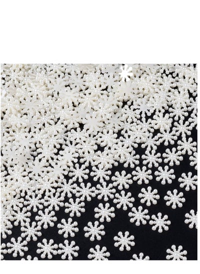 اشتري 600pcs Snowflakes for Decoration, ABS Pearl-like Snow Craft Embellishment for Table Confetti Decor, Cute Glitter Snowflake Garland Oraments for DIY New Year Winter Party Scrapebooking في الامارات