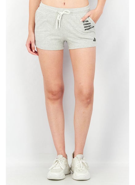 اشتري Women Sportswear Fit Heather Drawstring Shorts, Grey في السعودية