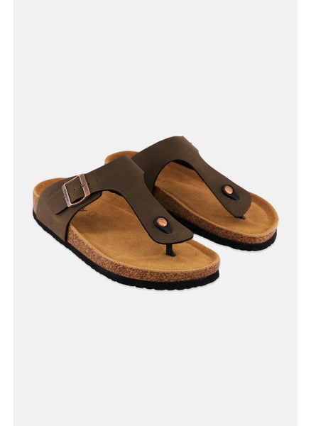 Buy Men Slip On Cork Sandals, Brown in Saudi Arabia