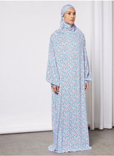 Buy Praying Dress With Floral Prints And With Attached Veil in Saudi Arabia