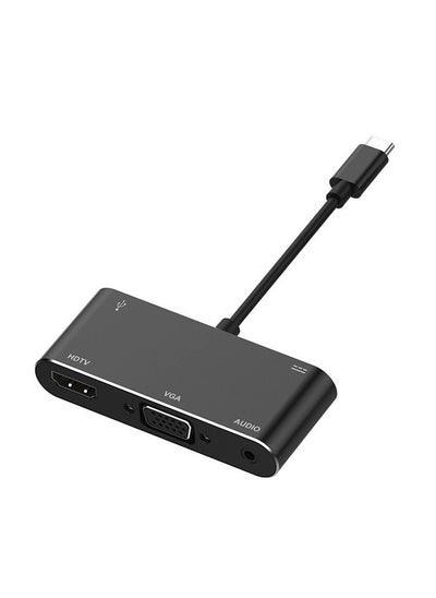 Buy 5-In-1 Type-C To HDMI 4K Adapter VGA Cable Audio USB 3.0 PD Converter HUB Black in Saudi Arabia