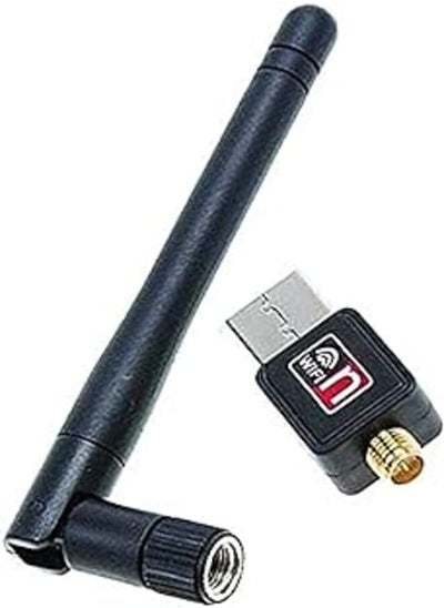 Buy USB Wireless Adapter with Antenna 300Mbps 802.11 b/g/n 2.4GHz - Black - 2724573261733 in Egypt