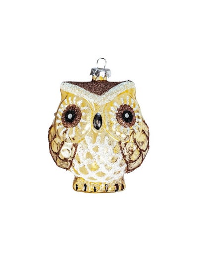 اشتري Gulf Flowers Christmas Tree Decoration – Owl Glass, Black Ornament for Holiday Decor في الامارات