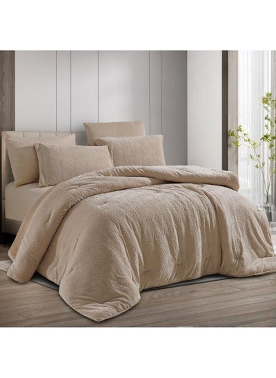 Buy comforter set from hours with a sophisticated pattern of winter velvet, 4 pieces single size in Saudi Arabia