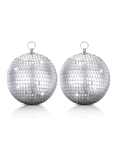 اشتري 2 Pcs Mirror Disco Ball with Hanging Ring Silver Disco Light Mirror Ball Glitter Disco Decorations Reflective Party Dance Ball(6 Inch/ 15 Cm) في مصر