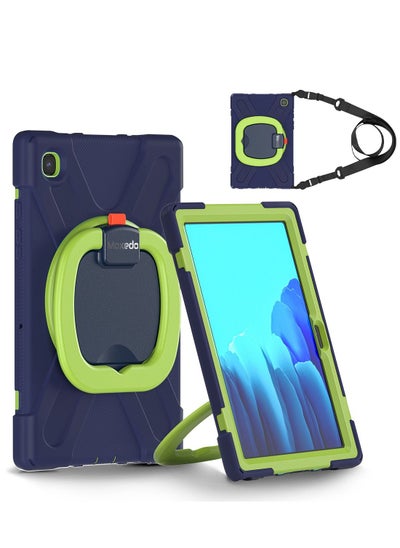 اشتري Moxedo Heavy Duty Shockproof Rugged Protective Colorful Case with 360 Rotating Kickstand and Shoulder Strap for Kids Compatible for Samsung Galaxy Tab A7 10.4 Inch (T500/T505) - Navy Blue/Lime في الامارات