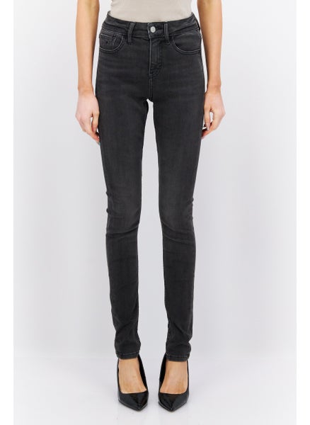 Buy Women Skinny Fit Washed Stretchable Jeans, Black in Saudi Arabia