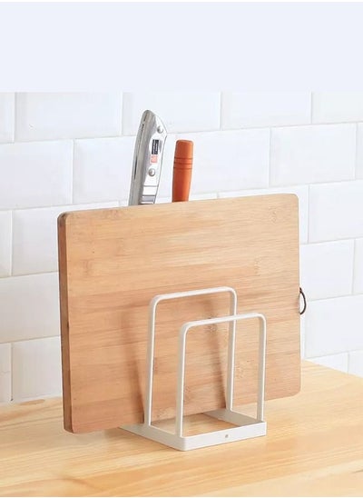 اشتري Kitchen Countertop Knife And Cutting Board Holder Storage Rack Organizer For Kitchen Tools White Color في الامارات