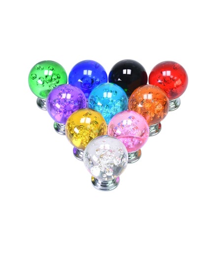 اشتري Dresser Knobs Drawer Knobs, 10 PCS 30mm Colorful Cabinet Knobs, Round Glass Bubbles Knobs, Glass Knobs Pull for Home, Cabinet, Drawer with 10 Same Size Screws في السعودية