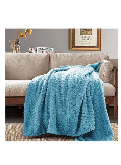 Buy Throw Blanket, Fleece Blanket for Couch, Super Soft Flannel Cozy Blankets & Throw for Adults, Lightweight Fuzzy Blanket Sofa Bed Office, Warm Plush Blankets for All Season (50×60 Inches) (Blue) in UAE