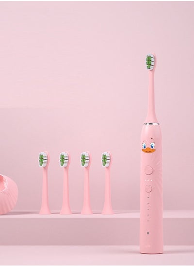 Buy Children's Electric Toothbrush Super Soft Waterproof Teeth Cleaning Artifact Battery Powered (4 Heads) in UAE