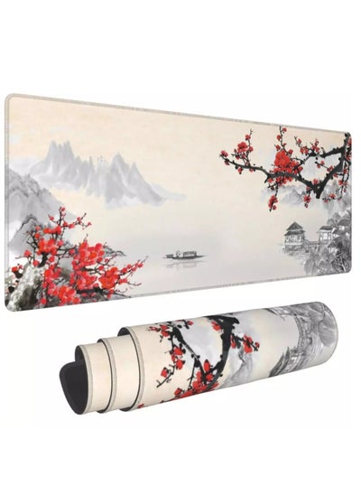 Buy Japanese Cherry Blossom Boat Gaming Mouse Pad For Keyboard And Mouse Non-Slip Rubber Base - Size 80X30 CM in Egypt