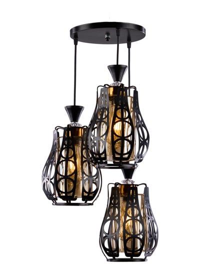 Buy Modern curvy pendant 1012-1244 black - 3 bulbs in Egypt