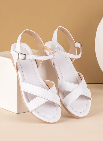 Buy Flat Diamond Sandals From The Front-white in Egypt