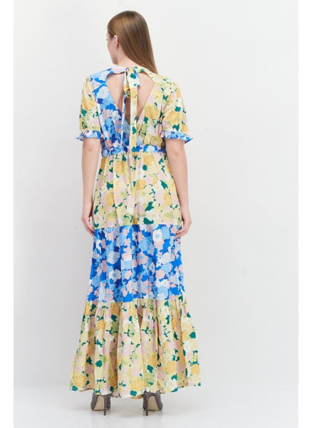 Buy Women Tall Fit Floral Pattern Maxi Dress, Blue Combo in UAE