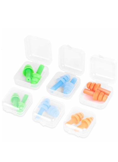 Buy 6 Packs Reusable Silicone Ear Plugs, Waterproof Hypoallergenic Noise Reduction Earplugs for Hearing Protection, Suitable for Sleeping,Snoring, Swimming, Concerts (6Pcs) in UAE